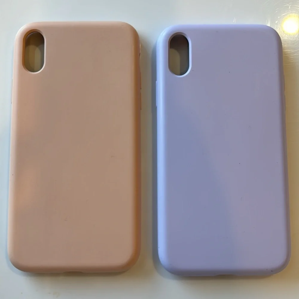 Set of Two Cordking iPhone XR Silicone Ultra Slim Cases Pink & Purple
